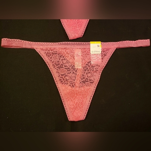 TWO (2) TWO New So Brand Carmine Rose Size Small G-String Thong Lace - Picture 3 of 9